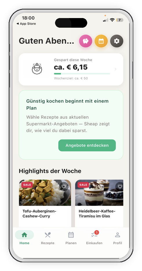 Sheap App – Rezepte aus Supermarkt-Angeboten